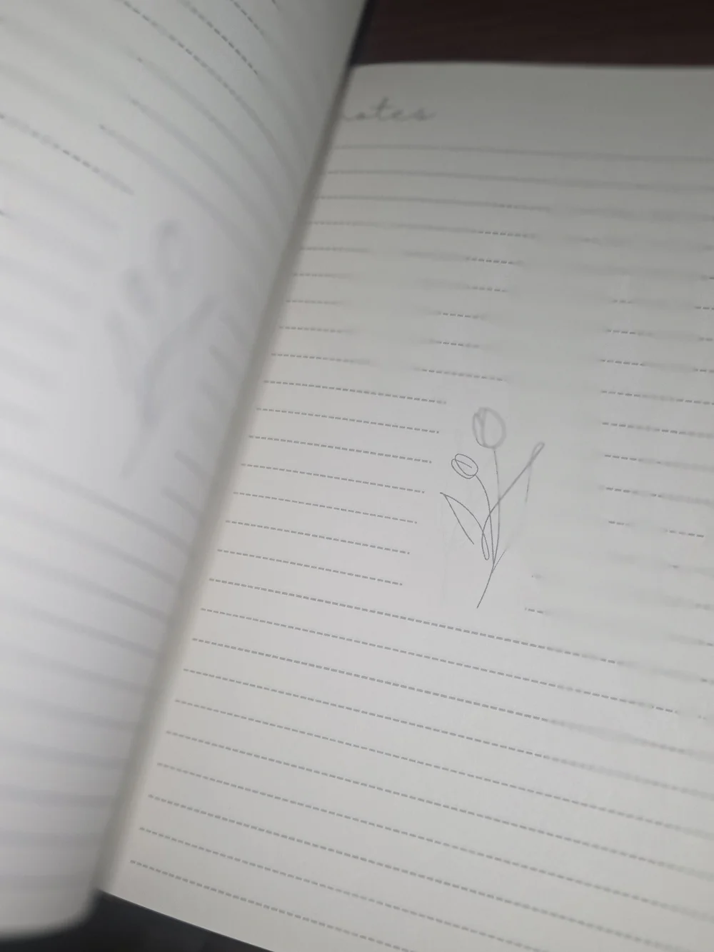 Floral Sketch Journal Notebook in White - Minimal Tulip Design